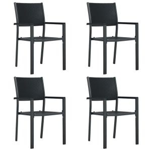 vidaXL sillas de jardín 4 unidades plástico con aspecto de ratán negro