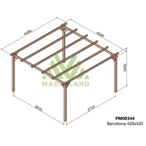 Pérgola de madera maciza - barcelona 420x420cm (maderland)