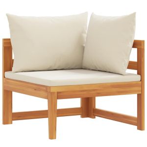 vidaXL sofá esquinero con cojines blanco crema madera de acacia