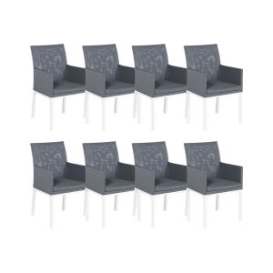 Conjunto de 8 sillas bacoli tela gris oscuro