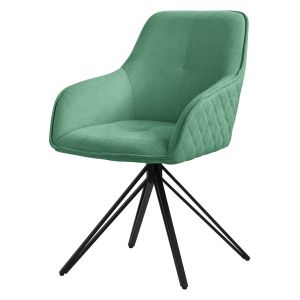 Sillas de comedor giratorio verde tela tejida asiento ergonómico