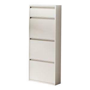 Zapatero sokndal con 3+1 puertas 118x50x15 cm metal - blanco roto [en.casa]