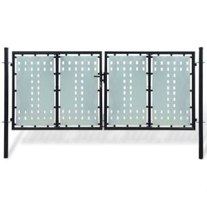 vidaXL puerta de valla individual negra de 300 x 125 cm