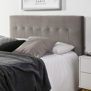 Cabecero tapizado nápoles 140x100 cm gris, para cama 135, terciopelo