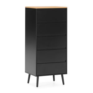 Cómoda alta desi 5 cajones color negro