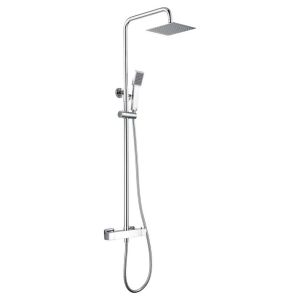 Columna de ducha extensible, termostatico  rociador cuadrado color cromo