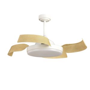 Cristalrecord ventilador LED batan blanco con aspas madera 35w 3200lm cct