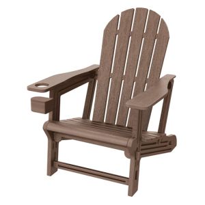 Silla adironack con portavasos, marrón, plástico con aspecto madera