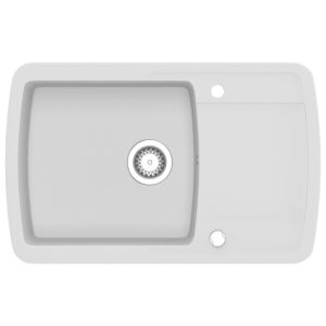 vidaXL fregadero de cocina de granito con un seno blanco
