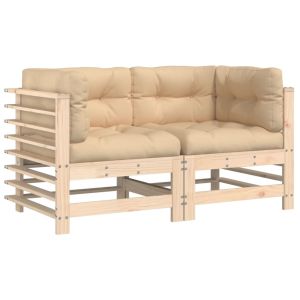 vidaXL sofás esquineros con cojines 2 uds madera maciza de pino
