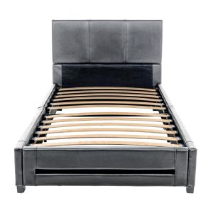 Cama LED asteroid 90 x 200 cm gris oscuro – polipiel, sin colchón