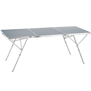 Mesa plegable de aluminio con asa de transporte 180 x 70 x 70 cm plata
