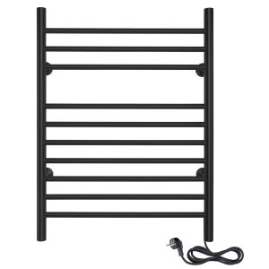 Calentador de toallas 10 barras 150w 81x60cm negro con cable negro
