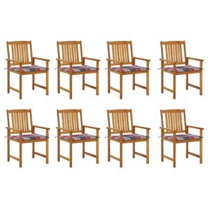 vidaXL sillas de jardín 8 uds madera maciza de acacia con cojines