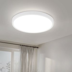Nettlife teto LED blanco frío 15w, luz 22cm redonda ip44, plano blanco,