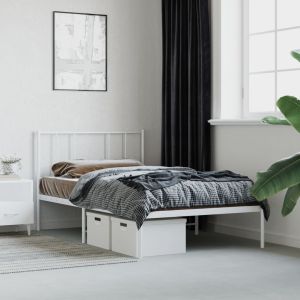 Cama sin colchón con cabecero metal blanco 90x200 cm es5992