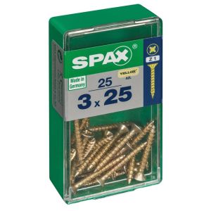 Caja 25 unid. Tornillo madera spax cabeza plana yellox 3,0x25mm