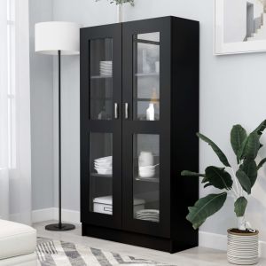 Vitrina de madera contrachapada negro 82,5x30,5x150 cm es5259