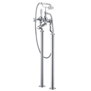 Grifo bimando retro sobre suelo bañera/ducha canterbury cromado