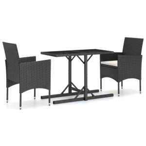 vidaXL juego de comedor para jardín 3 piezas negro