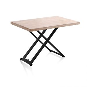 Mesa de centro elevable con patas metálicas 120x49-76 cm lada negro - roble
