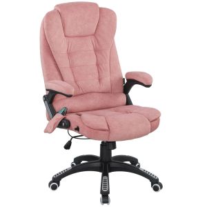 Silla de masaje 65x71x120 cm terciopelo estampado, pu color rosa vinsetto