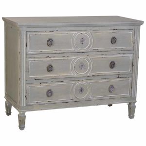 Comoda de madera con 3 cajones gris 102x46x80h cm
