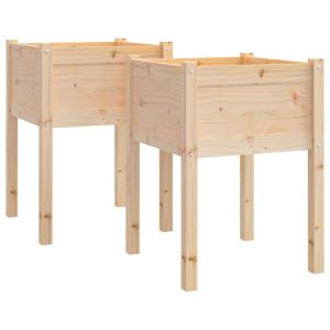 vidaXL jardineras 2 uds madera maciza de pino 50x50x70 cm