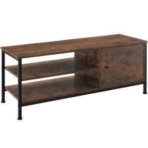 Mueble bajo tv 110x40x45,5cm, madera industrial oscura, rústica