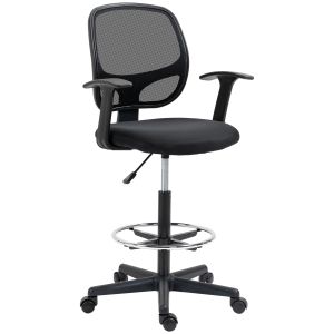 Silla de oficina tejido de malla (100% poliéster) negro 60x56x132 cm