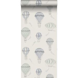 Borastapeter papel pintado globos de aire azul agrisado - 53 cm x 10.05 m