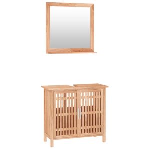 vidaXL conjunto de muebles de baño 2 piezas madera maciza de nogal