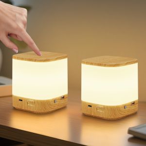 Nettlife lámpara de mesa LED madera 9.8x9.8