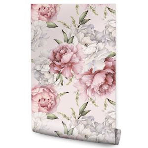 Papel Pintado Para Salón Con Peonías Y Flores Naturales 53cm x 10m