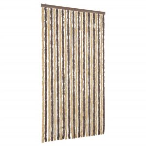 vidaXL cortina antimoscas chenilla marrón oscuro y beige 100x200 cm