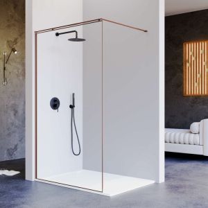 Mampara fija ducha 100  cm 1 hoja fresh arena bronce cepillado barra en l