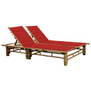 vidaXL tumbona con cojines para 2 personas bambú