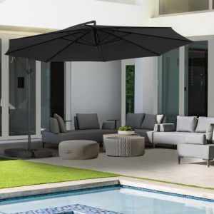 Sombrilla excéntrica giratoria 360° gris - d 3,5 m