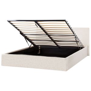 Cama con almacenaje orbey bouclé blanco crema 140 x 200 cm