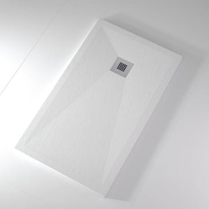 Plato de ducha pizarra onda blanco  80x130 cm rejilla acero inox.