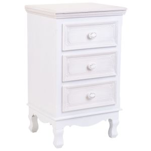 Mesita de madera de 3 cajones blanco 41x33.5x68