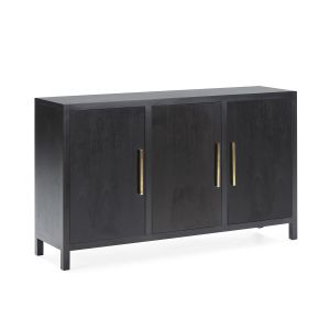 Aparador 150x40x90 madera negro, metal dorado