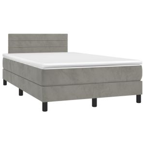 vidaXL cama box spring con colchón terciopelo gris claro 120x200 cm