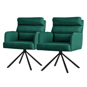 2x silla de comedor giratoria verde oscuro asiento