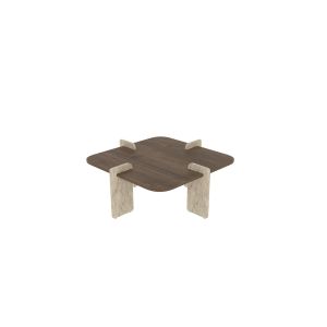 Mesa de centro de madera <<poalla>> - 90 x 90 x 35 cm - marrón
