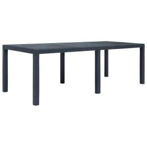 vidaXL mesa de jardín de plástico aspecto ratán gris 220x90x72 cm
