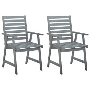 vidaXL sillas de comedor de jardín 2 uds madera maciza de acacia gris