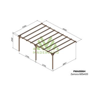 Pérgola de madera maciza adosada - zamora ad. 600x420cm (maderland)