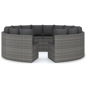 vidaXL set de sofás de jardín 8 piezas y cojines ratán sintético gris