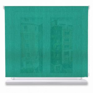 Estor enrollable translúcido poliéster liso color verde 220x200cm.